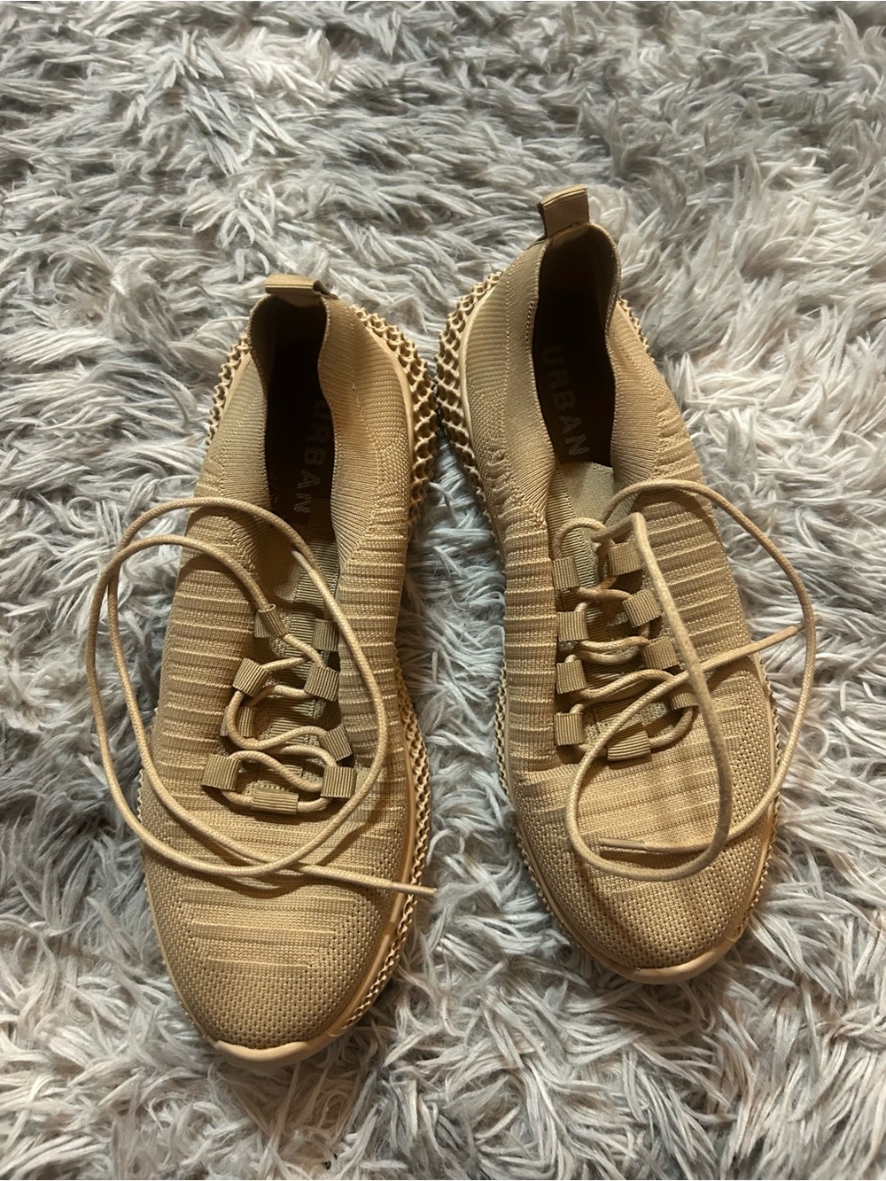 Urban Tan Knit Lace-Up Women's Sneakers